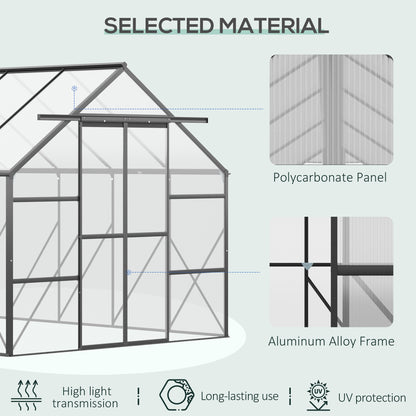 20' x 8' x 6.9' Walk-in Greenhouse with Adjustable Roof Vent, Rain Gutter and Sliding Door for Winter, Large Aluminum Greenhouse, Clear