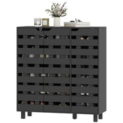 Shoe Cabinet, 20 Pair Shoe Storage Cabinet with Hollowed-Out Doors, Black