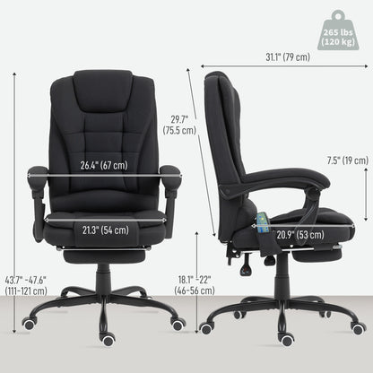 7-Point Vibrating Massage Chair, Reclining Office Chair with Footrest, Reclining Back, Adjustable Height, Black