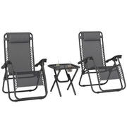 Zero Gravity Chair Set of 2 Patio Chair with Side Table Cupholders and Pillows for Pool, Backyard, Lawn, Beach, Grey