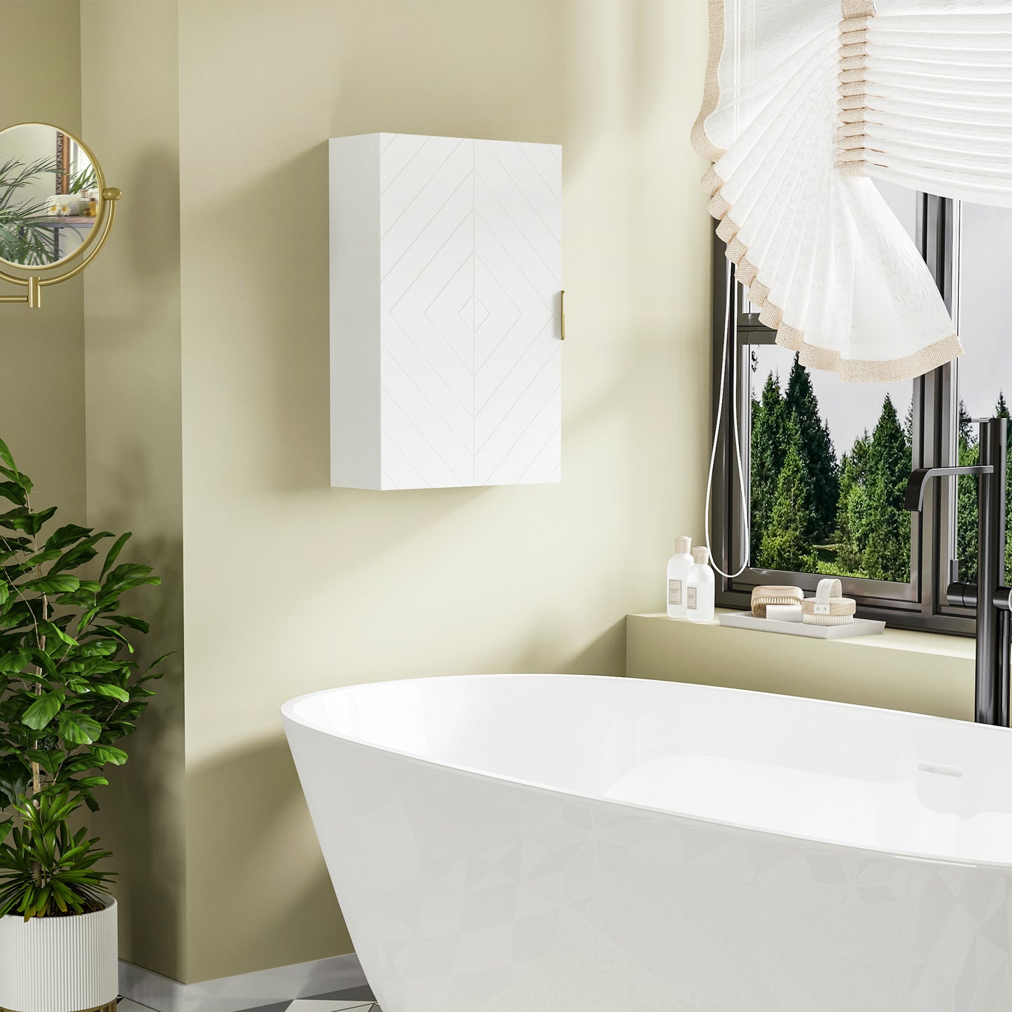Bathroom Medicine Cabinet, Modern Wall Cabinet with Adjustable Shelves and Single Door for Laundry Room