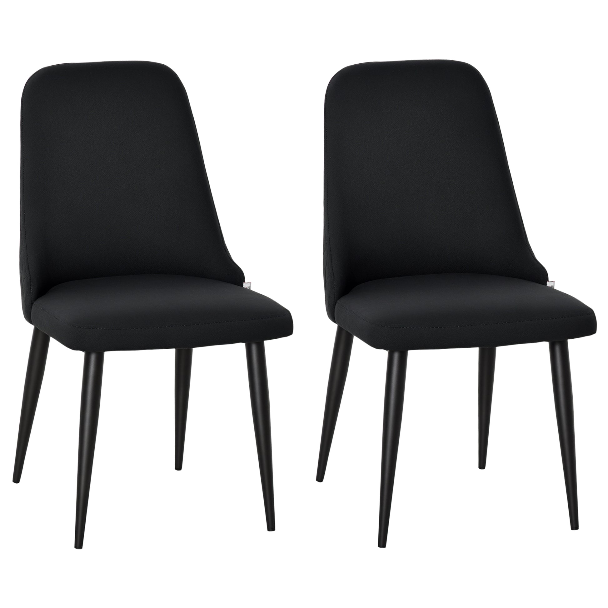 Modern Dining Chair Set of 2, Fabric Upholstered Side Chairs for Kitchen Living Room with Metal Legs, Black