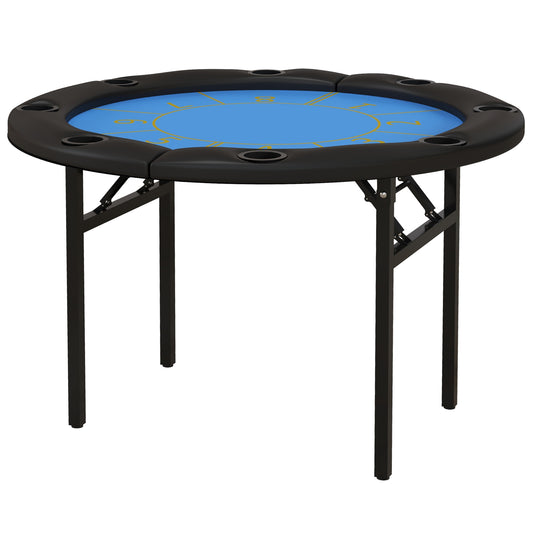 Soozier Foldable Poker Table Blackjack Texas Holdem Poker Game Table with Cup Holders, 47" Round, Black