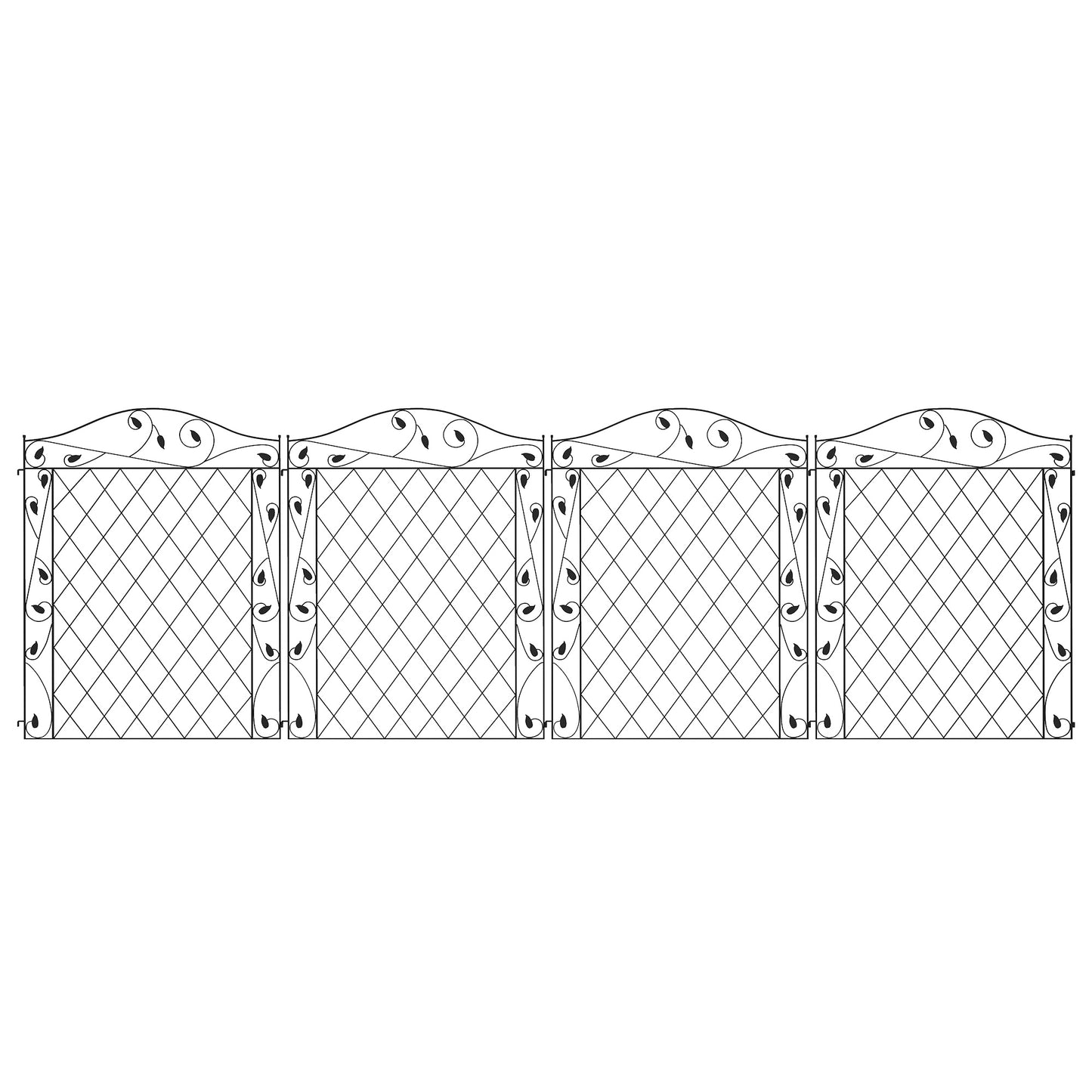 Outdoor Metal Garden Fence Panels, Border Edging for Yard, Patio, 4 Pack, Wavey Vines