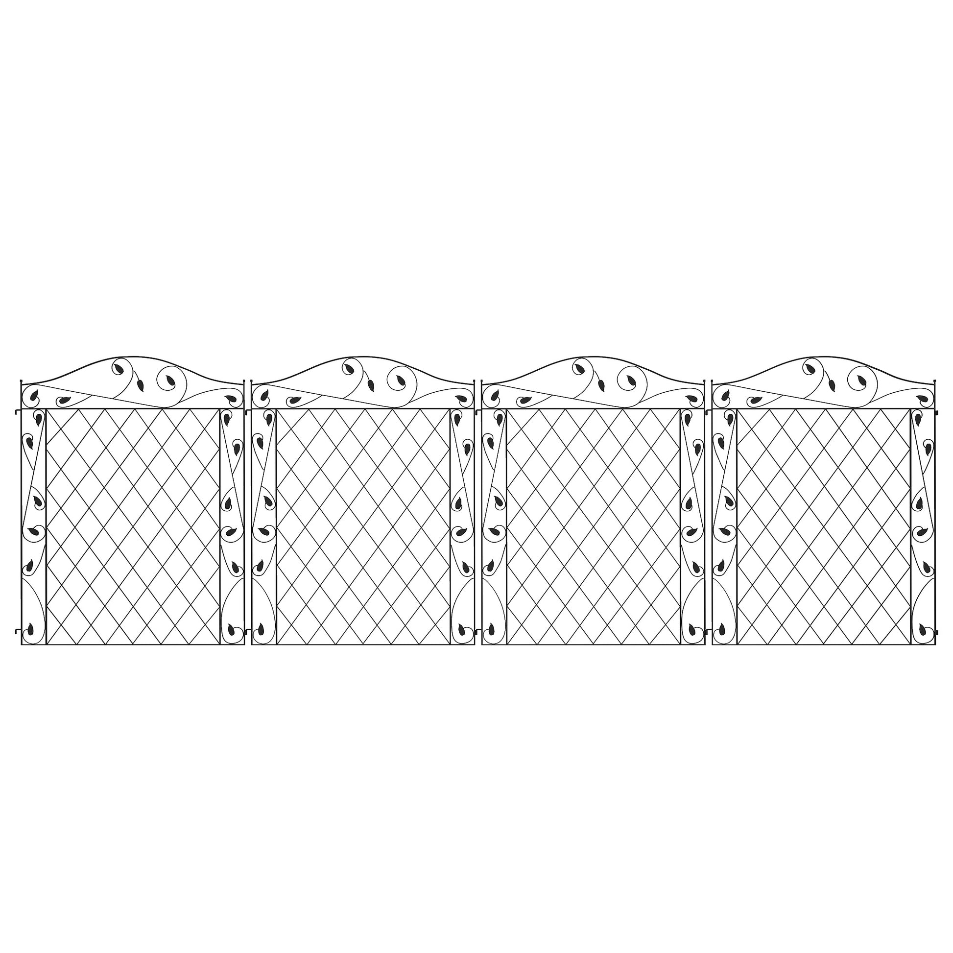 Outdoor Metal Garden Fence Panels, Border Edging for Yard, Patio, 4 Pack, Wavey Vines