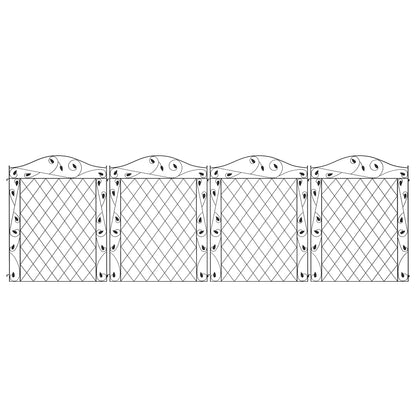 Outdoor Metal Garden Fence Panels, Border Edging for Yard, Patio, 4 Pack, Wavey Vines