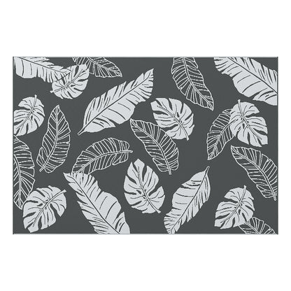 Reversible Outdoor RV Rug, Patio Floor Mat, 6' x 9' Plastic Rug for Backyard, Deck, Beach, Camping, Grey and White