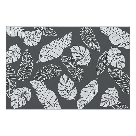 Reversible Outdoor RV Rug, Patio Floor Mat, 6' x 9' Plastic Rug for Backyard, Deck, Beach, Camping, Grey and White