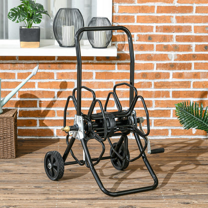 98 ft of 5/8" Hose Reel Cart (Hose Not Included), Garden Water Hose Carts with Wheels for Yard, Lawn, Black