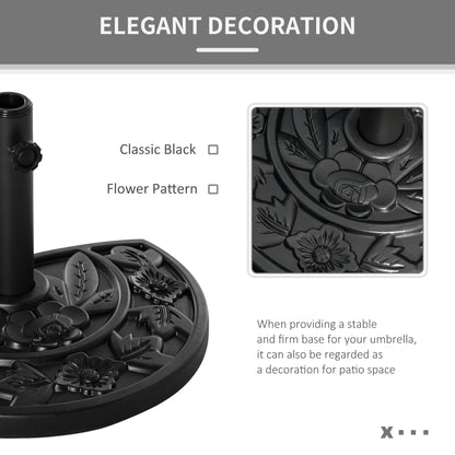 20 lb Heavy Duty Half Umbrella Base, Outdoor Concrete Umbrella Stand, Patio Half Round Base for Market Umbrella, Black