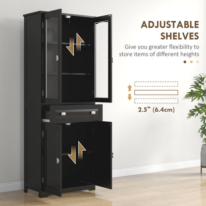 63" 4-Door Kitchen Pantry Cabinet, Freestanding Storage Cabinet Cupboard with Adjustable Shelves, Black