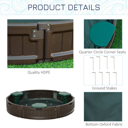 Kids Outdoor Sandbox with Cover Waterproof Oxford Canopy, Bottom Fabric Liner, Children Playset for 3-12 years old, Backyard, Brown
