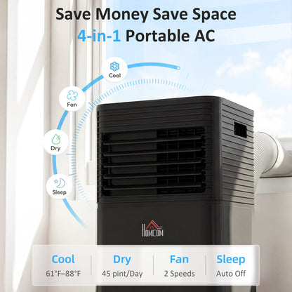 8000 BTU Portable Air Conditioner with Fan & Dehumidifier Mode, Quiet AC Unit with Remote Control, 24-Hour Timer, Black