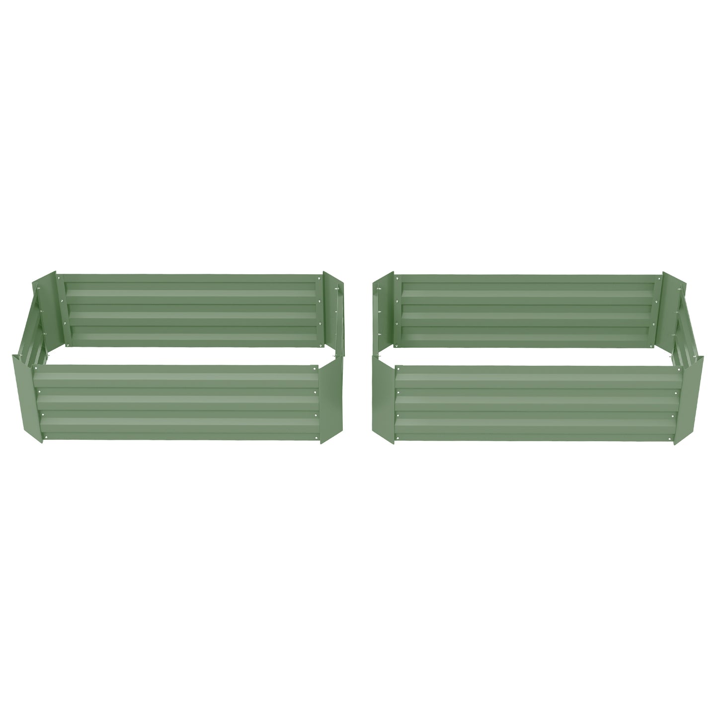 Set of 2 Raised Garden Bed, Steel Elevated Planter Box for Flowers, Herbs, Succulents, 39"x20"x12", Green