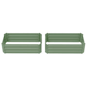 Set of 2 Raised Garden Bed, Steel Elevated Planter Box for Flowers, Herbs, Succulents, 39"x20"x12", Green