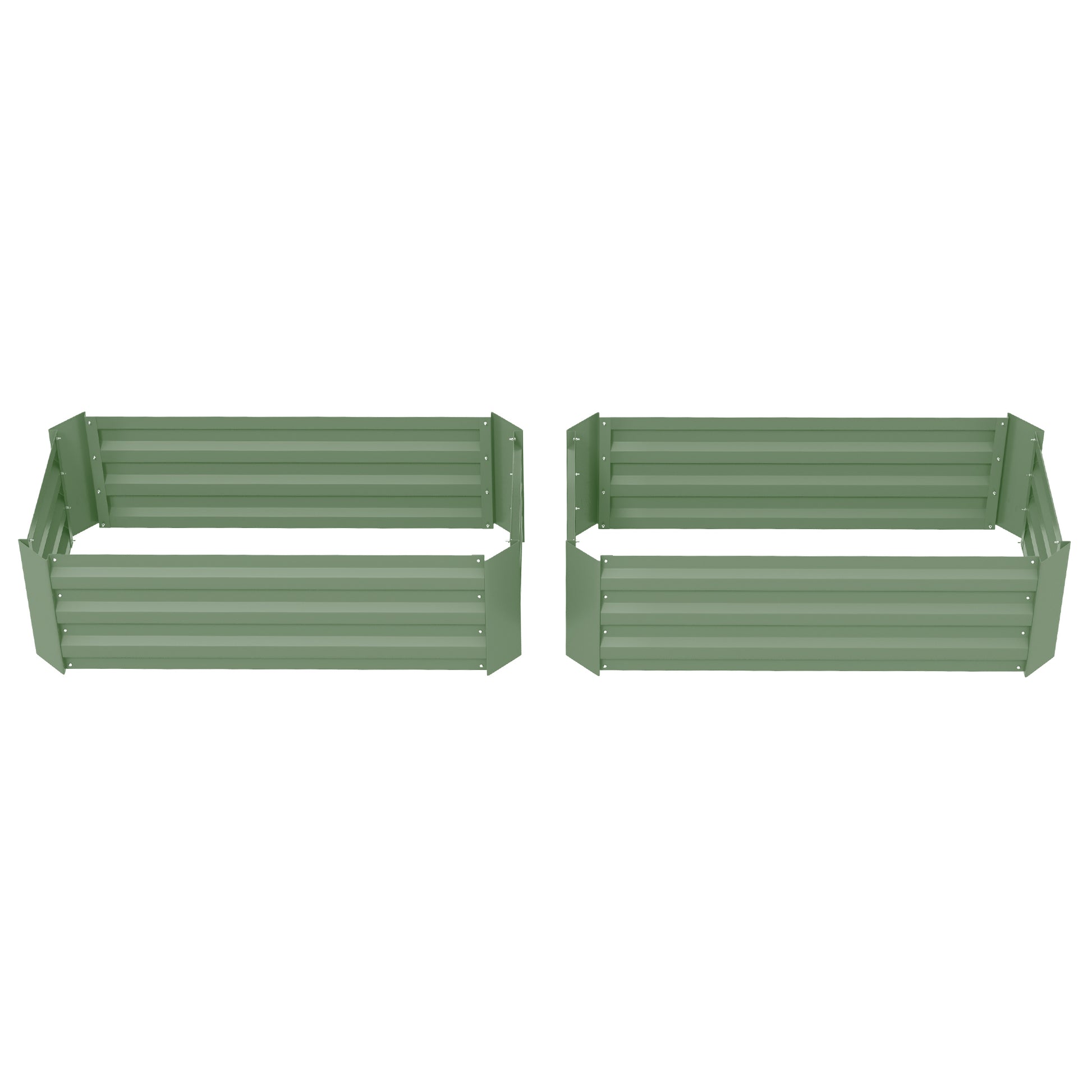 Set of 2 Raised Garden Bed, Steel Elevated Planter Box for Flowers, Herbs, Succulents, 39"x20"x12", Green