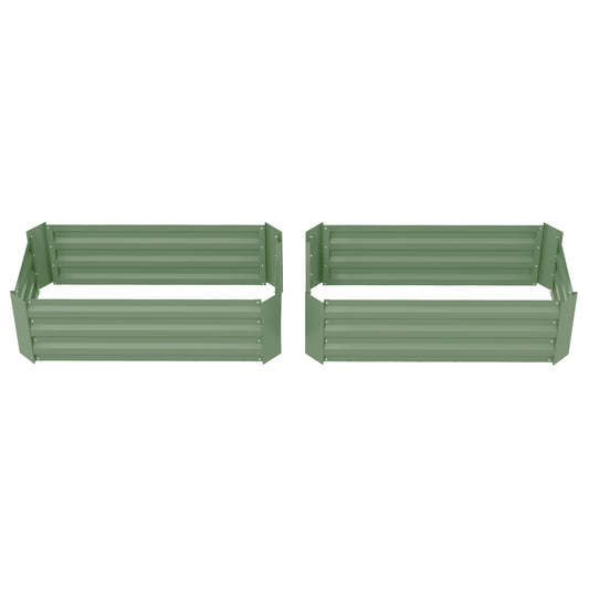 Set of 2 Raised Garden Bed, Steel Elevated Planter Box for Flowers, Herbs, Succulents, 39"x20"x12", Green
