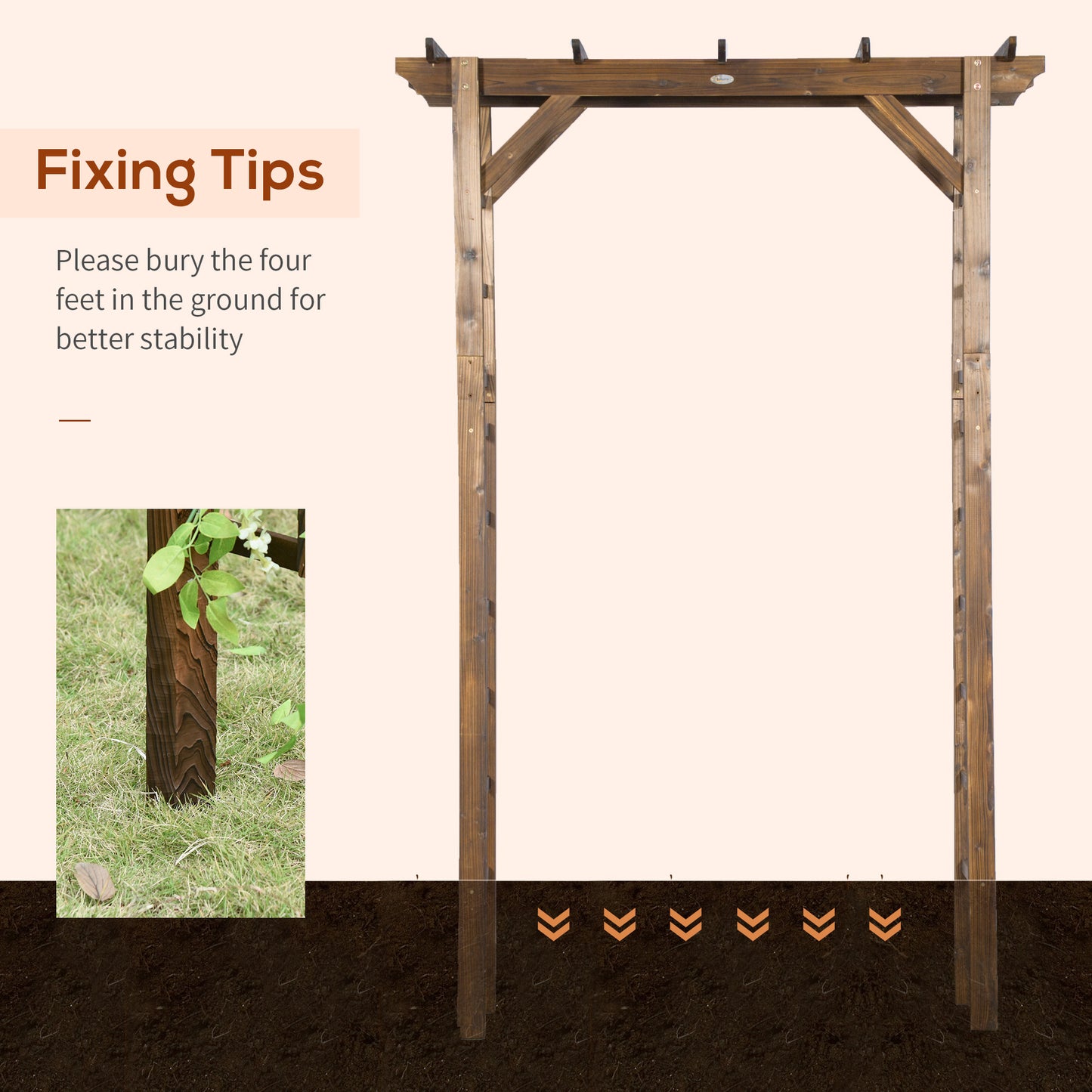 85" Wooden Outdoor Garden Arbour, Garden Arch Trellis for Climbing Vines for Wedding and Ceremony - Carbonized
