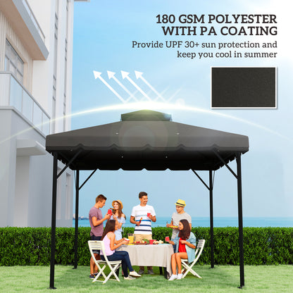 10' x 10' Gazebo Canopy Replacement, Double-Tier Outdoor Gazebo Cover Top Roof, TOP ONLY, Light Grey/Dark Grey