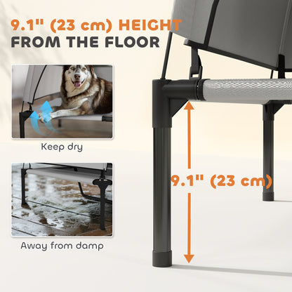 Elevated Dog Bed with Removable Canopy, Portable Outside Raised Pet Cot, Storage Bag, 48" x 36" x 37"