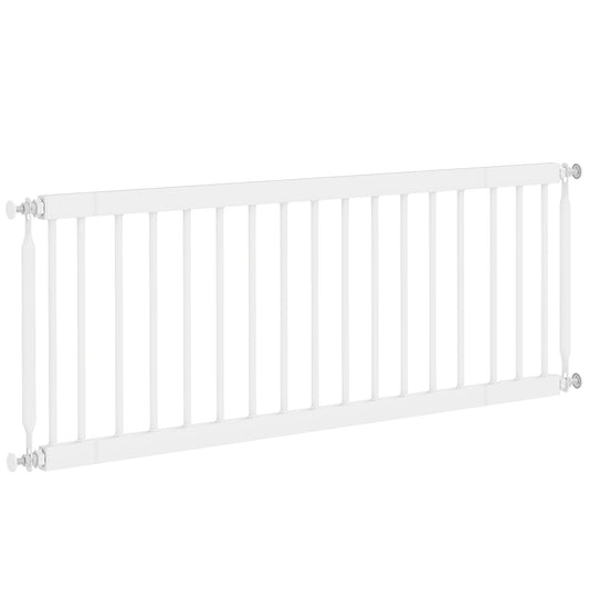 26"-37" Dog Gate, Adjustable Pet Gate, Fits 14" Tall with 2 Extension, Pressure Mount Kit for Stairs and Doorways, White