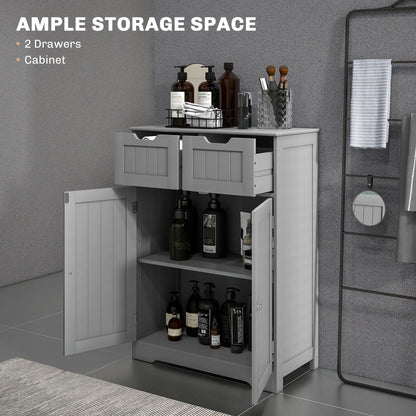 Bathroom Cabinet, Bathroom Storage Cabinet with 2 Drawers, Adjustable Shelf for Living Room, Entryway, Grey