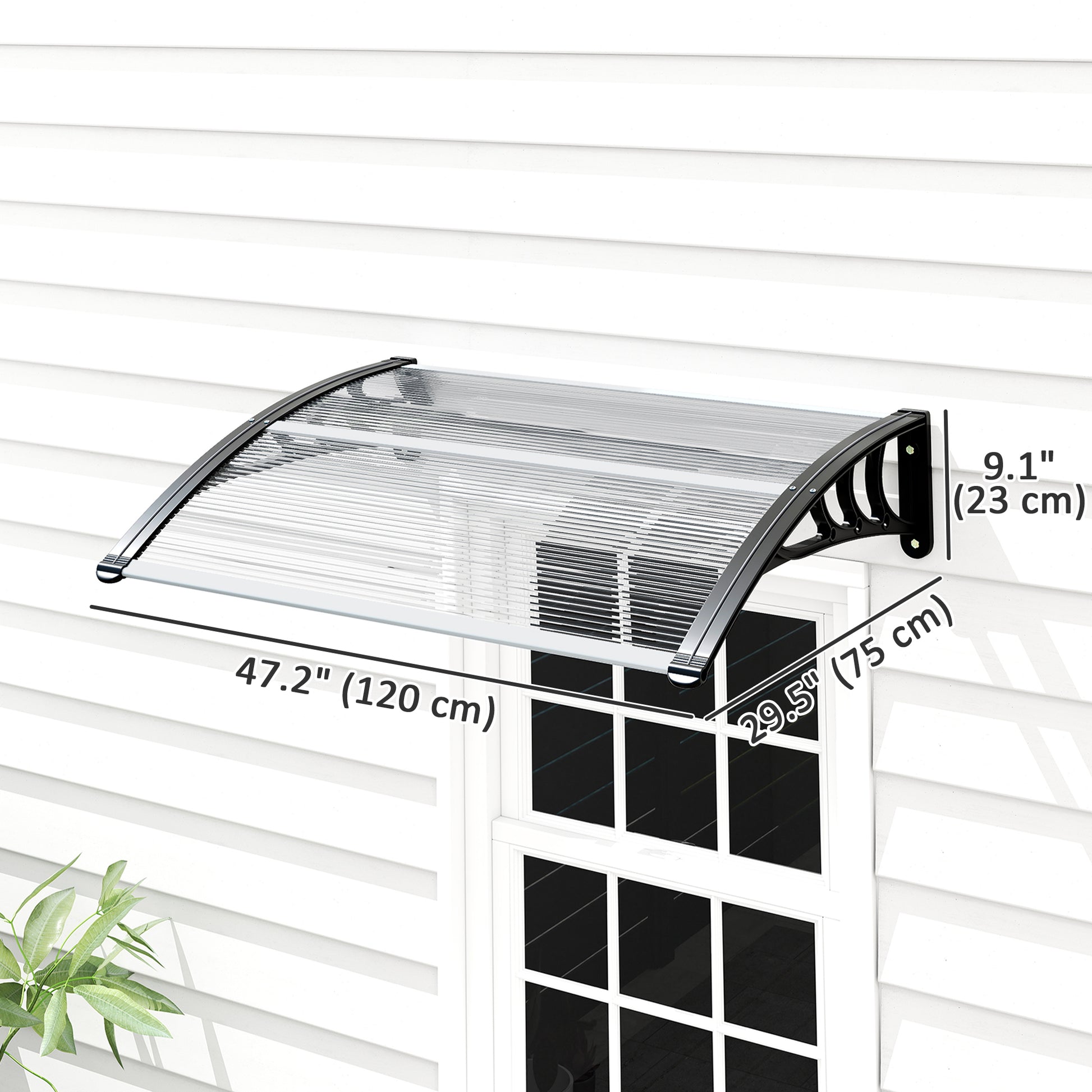 Window Awning Door Canopy, Polycarbonate Cover Patio Awnings, 30" x 50", White