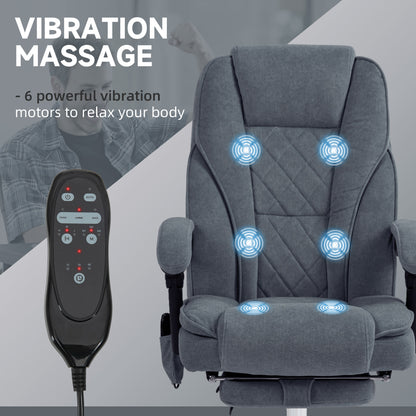 Massage Office Chair, Reclining Computer Chair with Adjustable Height and Footrest, Dark Grey
