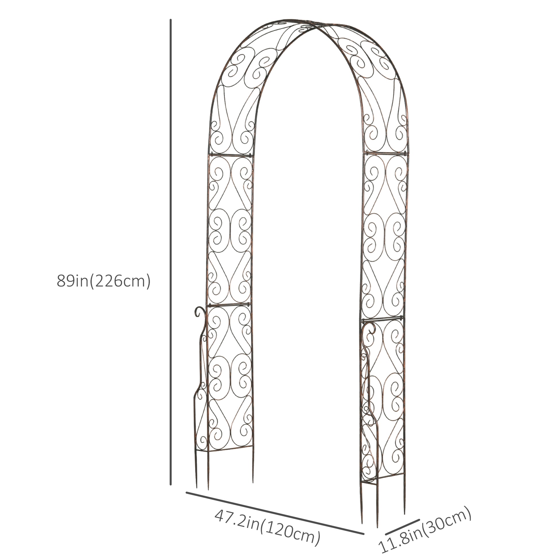 7.5ft Garden Metal Arch Outdoor Walkway Arbor for Decorative Climbing Vine Plants Party Wedding Ceremony Decoration Accessories Black