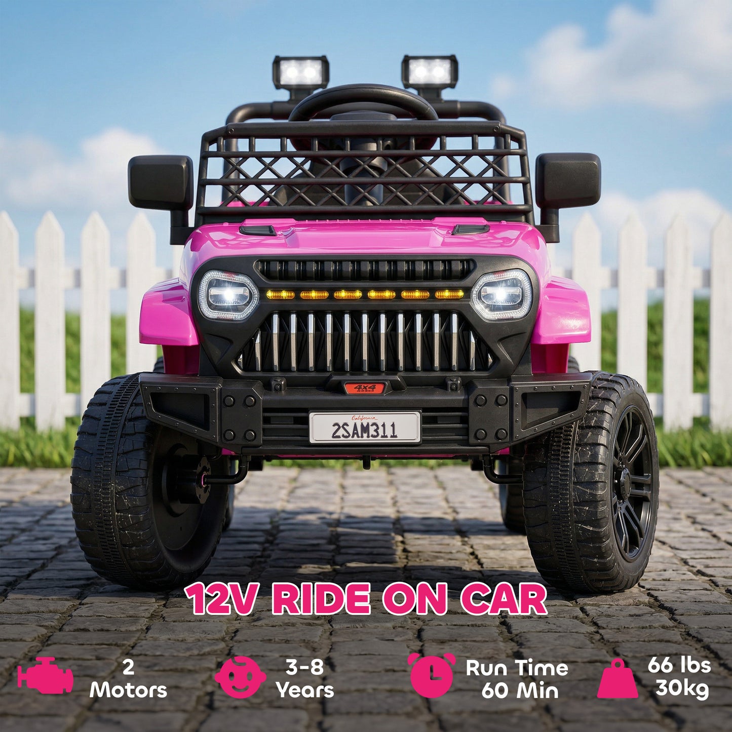 Qaba 12V Ride on Truck, Electric Car for Kids with Remote Control, Suspension, 3 Speeds, USB Music Headlights, Pink