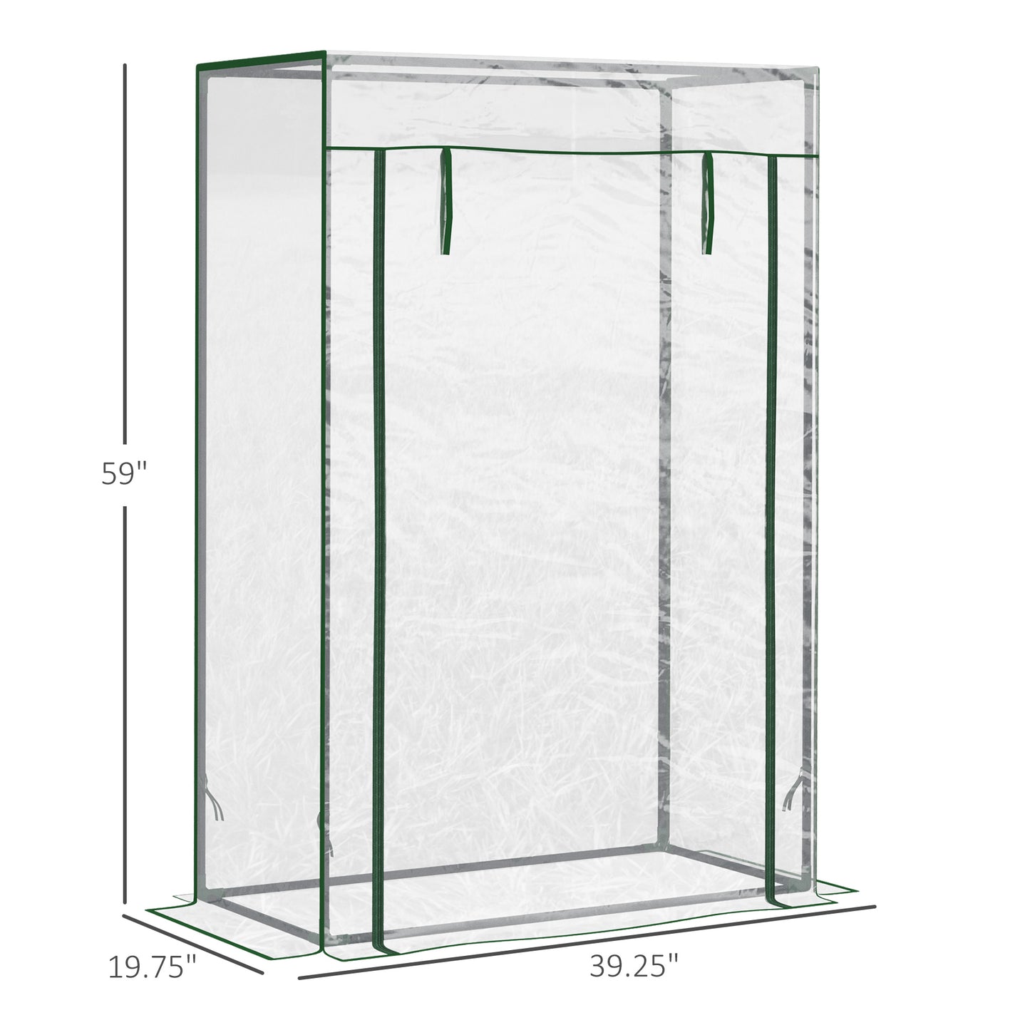 40"L x 20"W x 59"H Walk-in Garden Greenhouse with Steel Frame Outdoor Hot House Tomato Plant Warm House w/ Roll up Door, Plastic Cover, Clear