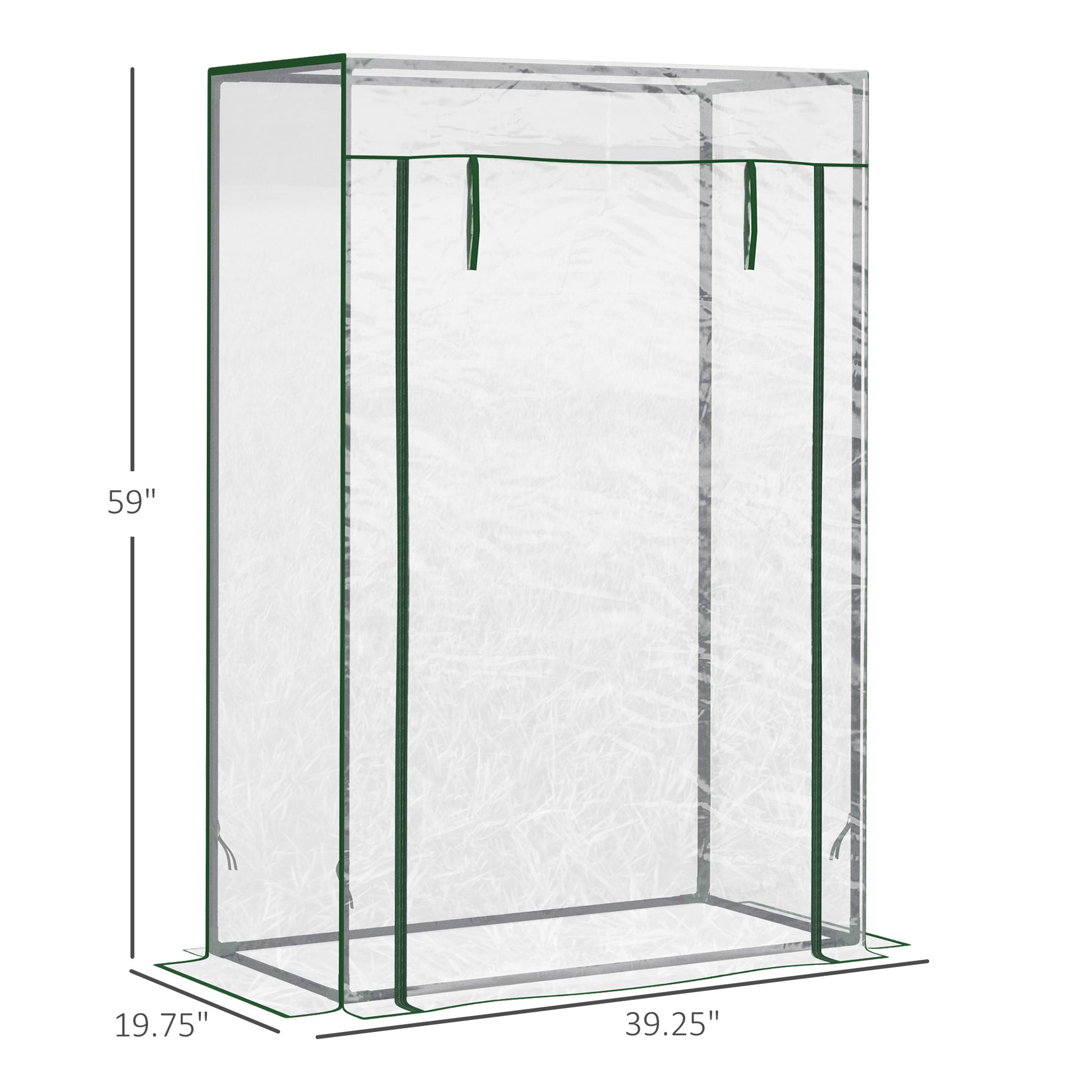 40"L x 20"W x 59"H Walk-in Garden Greenhouse with Steel Frame Outdoor Hot House Tomato Plant Warm House w/ Roll up Door, Plastic Cover, Clear
