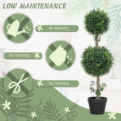 2 Pack 36.1" Artificial Trees, Boxwood Topiary Ball Trees with Pot for Indoor, Outdoor, Home Office, Living Room, Green