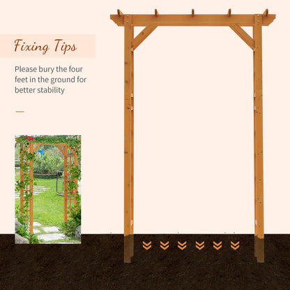 85" Wooden Outdoor Garden Arbour, Garden Arch Trellis for Climbing Vines for Wedding and Ceremony - Orange