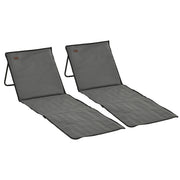 Set of 2 Foldable Lounge Chairs with Carry Strap, Adjustable Backrest, Grey