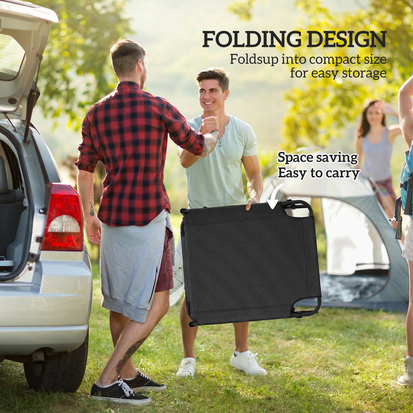 Folding Lounge Chair with Adjustable Canopy, 4-Position Outdoor Tanning Chair with Headrest, Black