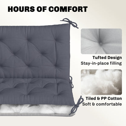 3 Seater Outdoor Seat Pads Bench Swing Chair Replacement Cushions Backrest for Patio Garden, Dark Grey