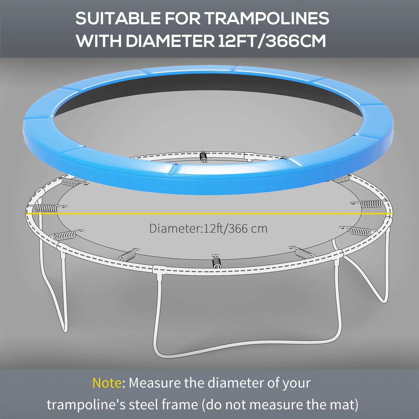 Soozier 12ft Trampoline Replacement Pad Trampoline Spring Cover EPE Foam Light Blue