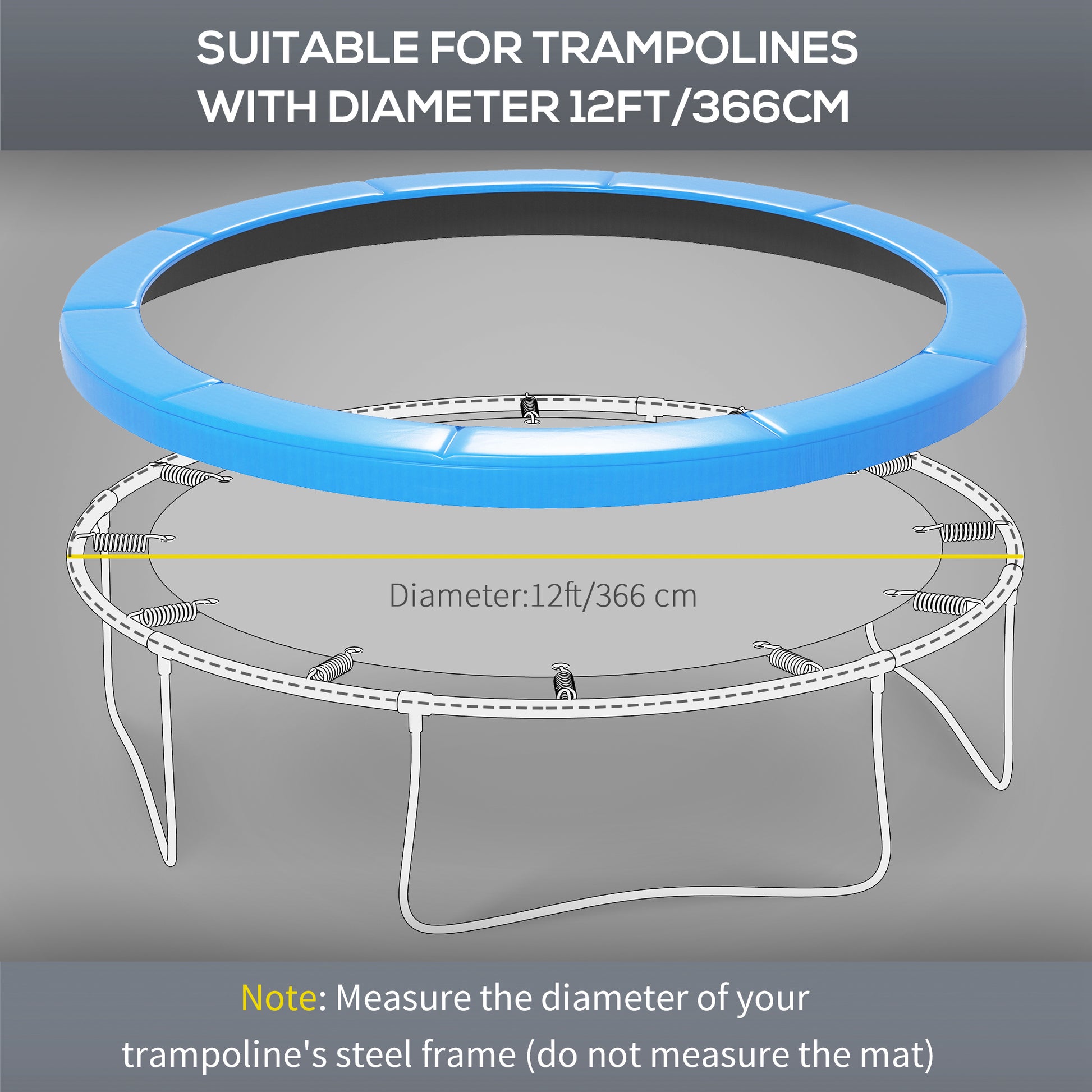 Soozier 12ft Trampoline Replacement Pad Trampoline Spring Cover EPE Foam Light Blue