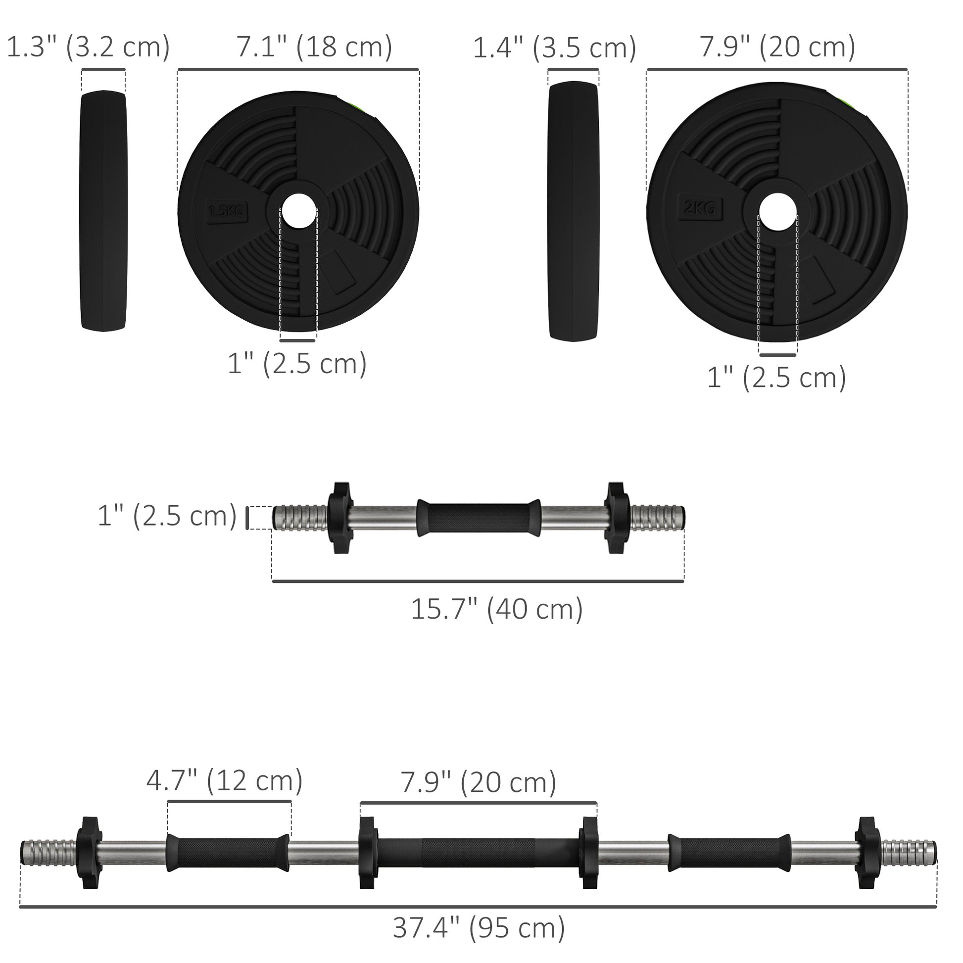 Soozier 33LBS 2-in-1 Adjustable Barbell & Dumbbells Set, Weights Set with Non-slip Handles for Men and Women Home Gym Training