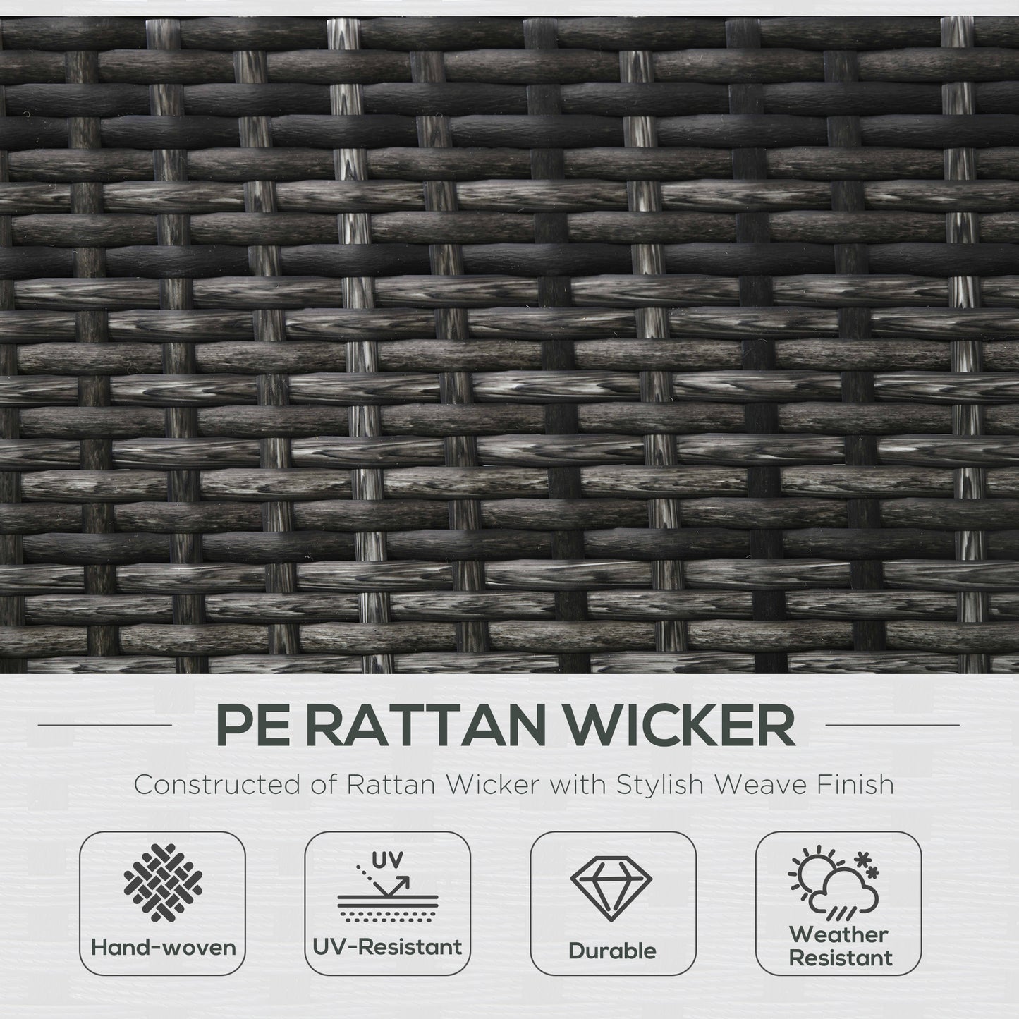 Outdoor Rattan Sofa, Patio Wicker Armchair with Cushions for Garden, Balcony, Porch, Grey