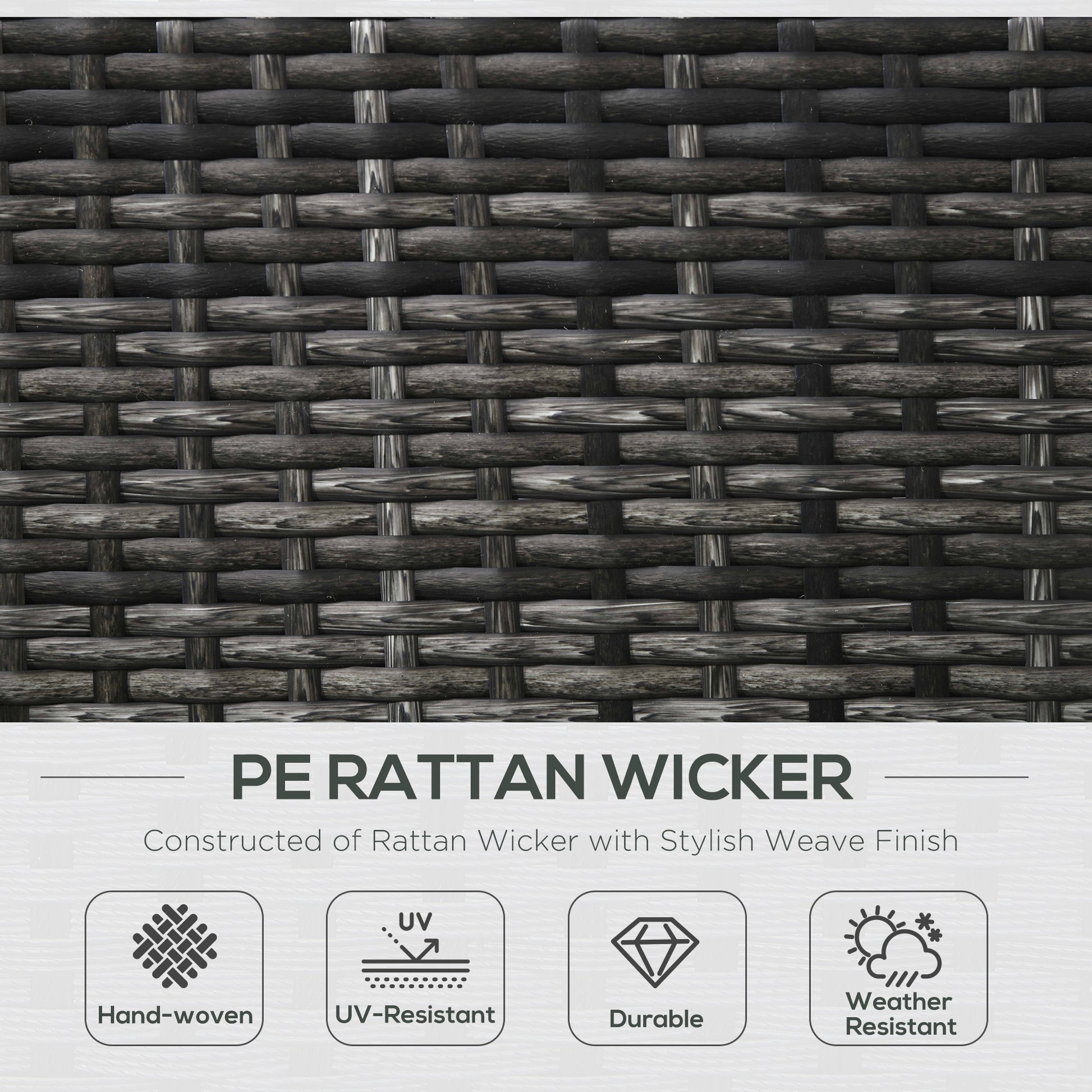 Outdoor Rattan Sofa, Patio Wicker Armchair with Cushions for Garden, Balcony, Porch, Grey