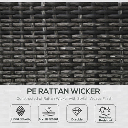 Outdoor Rattan Sofa, Patio Wicker Armchair with Cushions for Garden, Balcony, Porch, Grey