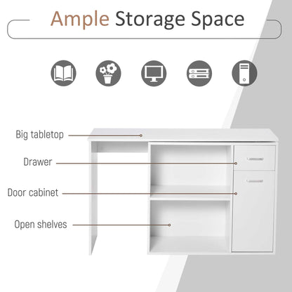 180° Rotating Home Office Corner Desk Storage Shelf Cabinet White