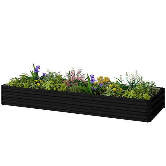 95" x 36" x 12" Galvanized Raised Garden Bed, Metal Elevated Planter Box for Growing Flowers, Herbs, Succulents, Black