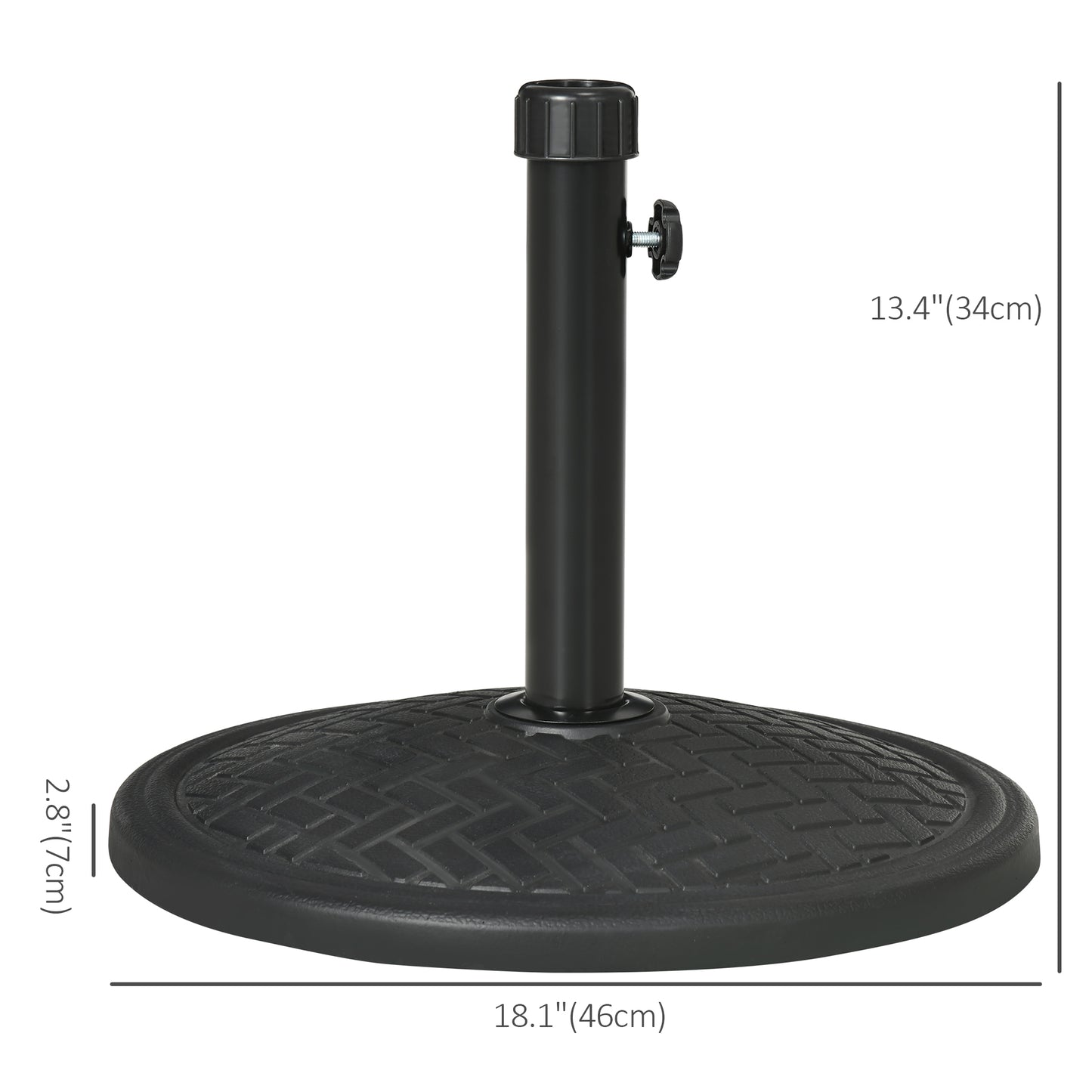 31lbs Concrete Round Patio Umbrella Base Holder, Outdoor Market Umbrella Stand Weight for Lawn, Deck, Backyard, Garden, Black