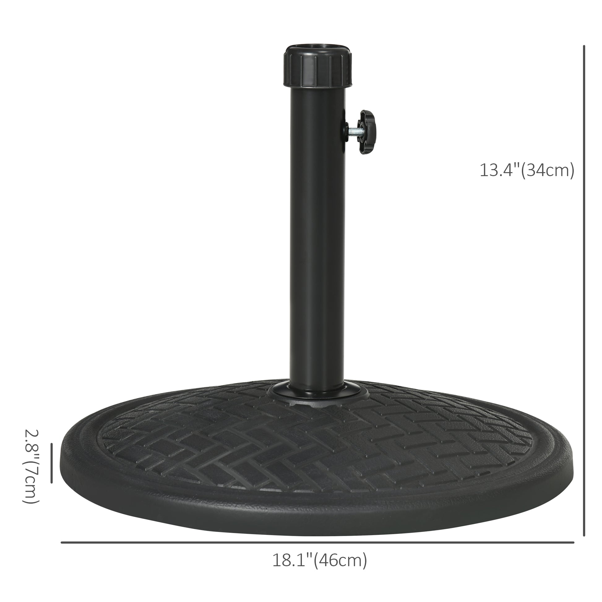 31lbs Concrete Round Patio Umbrella Base Holder, Outdoor Market Umbrella Stand Weight for Lawn, Deck, Backyard, Garden, Black