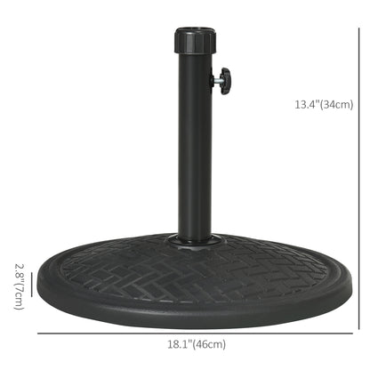 31lbs Concrete Round Patio Umbrella Base Holder, Outdoor Market Umbrella Stand Weight for Lawn, Deck, Backyard, Garden, Black