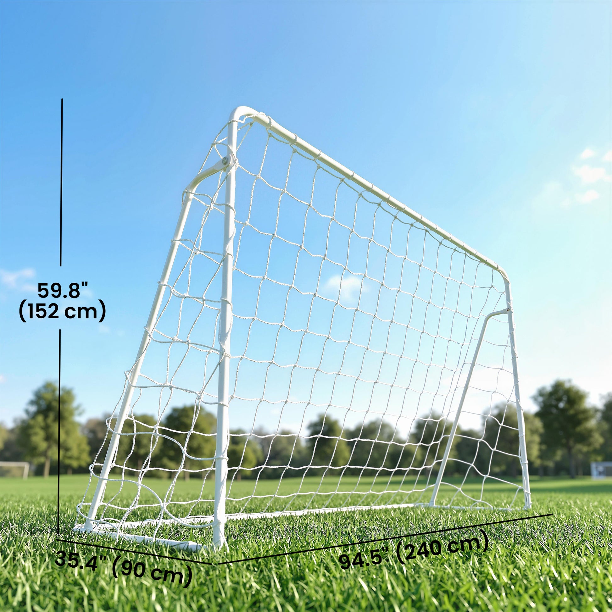 Soozier Soccer Goal, 8 x 5ft Portable Practice Soccer Net with Nylon Mesh, Steel Frame, for Indoor and Outdoor Use