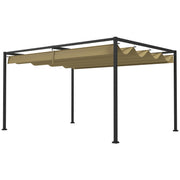 10' x 7' Patio Pergola with Retractable Canopy, Outdoor Sun Shelter, Yard Shade, Khaki